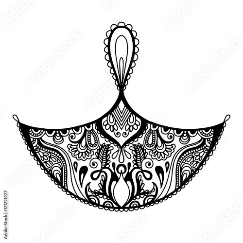black and white decorative design element of candle to indian Di