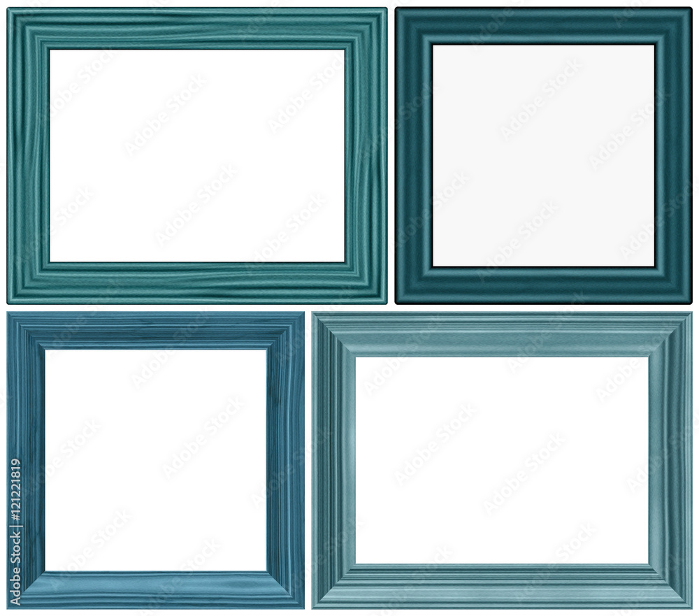 wooden frame isolated on white, set