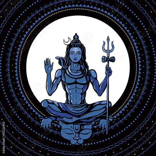 Lord Shiva. Hindu god. Vector illustration.