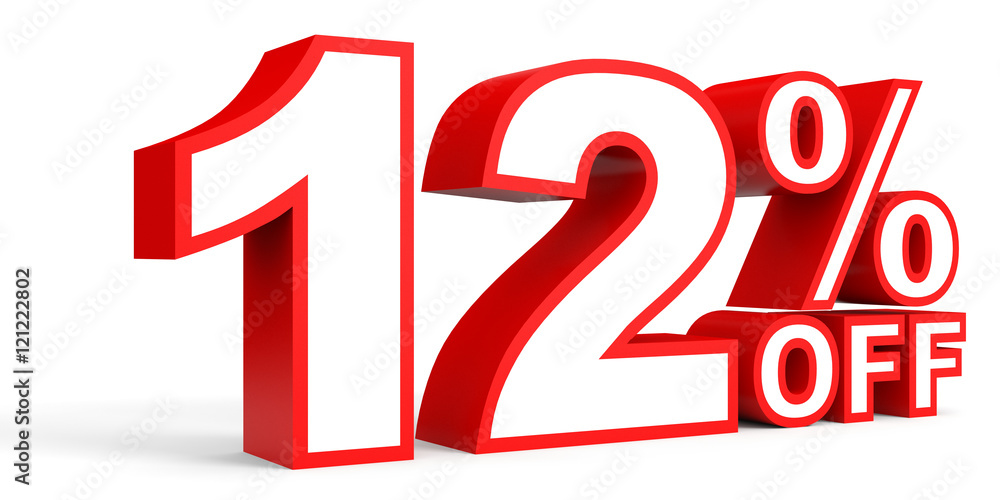 Discount 12 percent off. 3D illustration on white background. Discount 12 percent off. 3D illustration on white background.