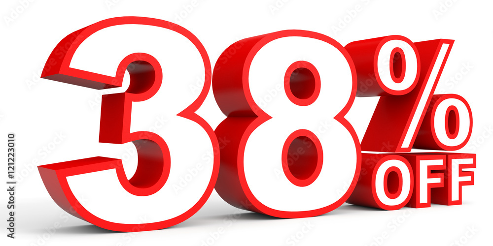 Discount 38 percent off. 3D illustration on white background. Discount 38 percent off. 3D illustration on white background.