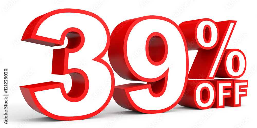 Discount 39 percent off. 3D illustration on white background. Discount 39 percent off. 3D illustration on white background.