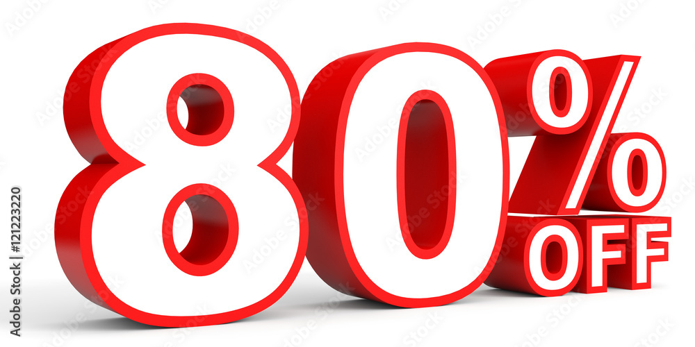 Discount 80 percent off. 3D illustration on white background. Discount 80 percent off. 3D illustration on white background.
