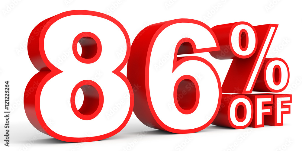 Discount 86 percent off. 3D illustration on white background. Discount 86 percent off. 3D illustration on white background.