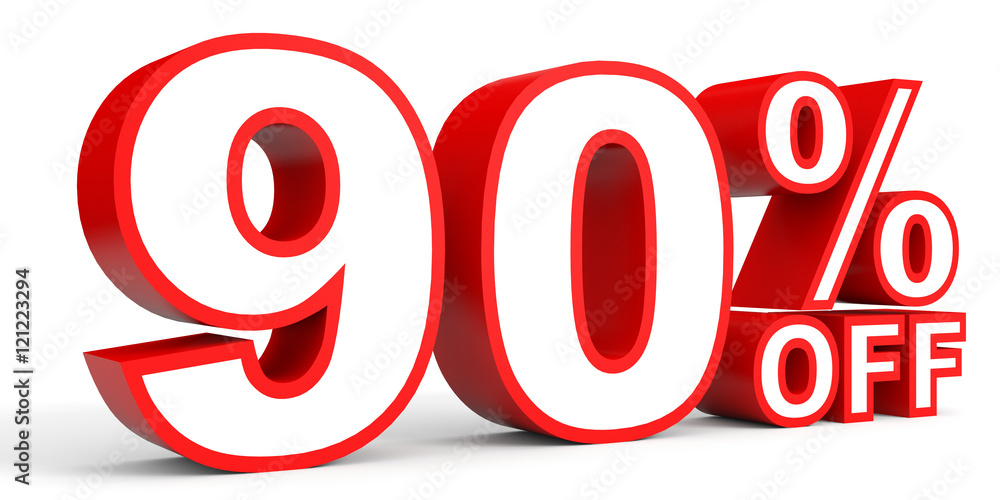 Discount 90 percent off. 3D illustration on white background. Discount 90 percent off. 3D illustration on white background.