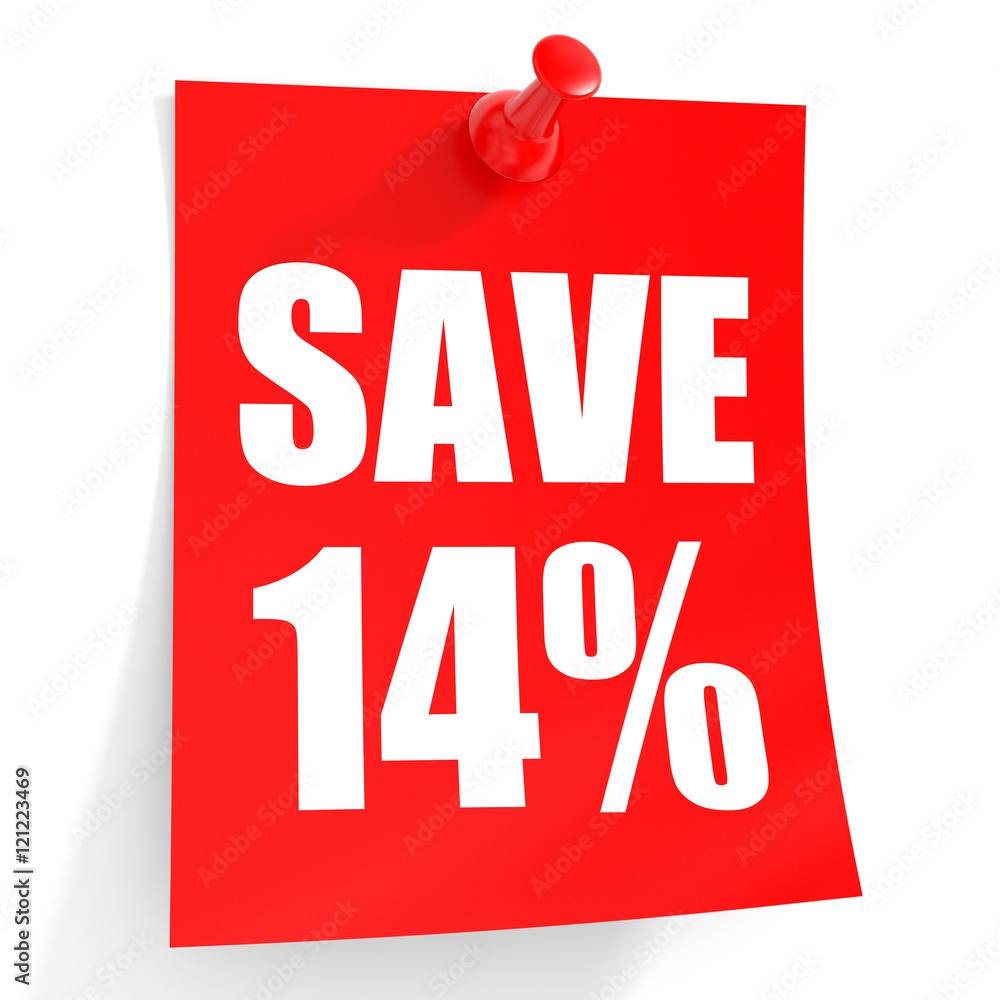 Discount 14 percent off. 3D illustration on white background. Discount 14 percent off. 3D illustration on white background.
