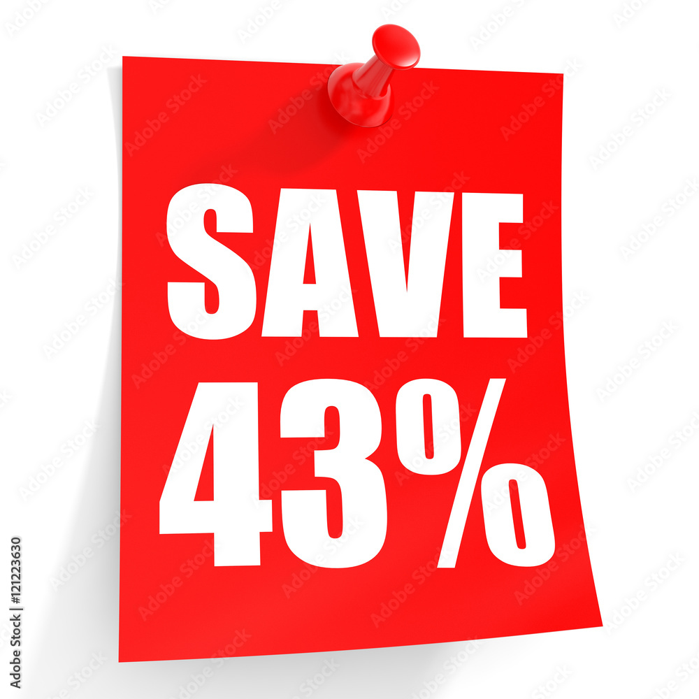 Discount 43 percent off. 3D illustration on white background. Discount 43 percent off. 3D illustration on white background.