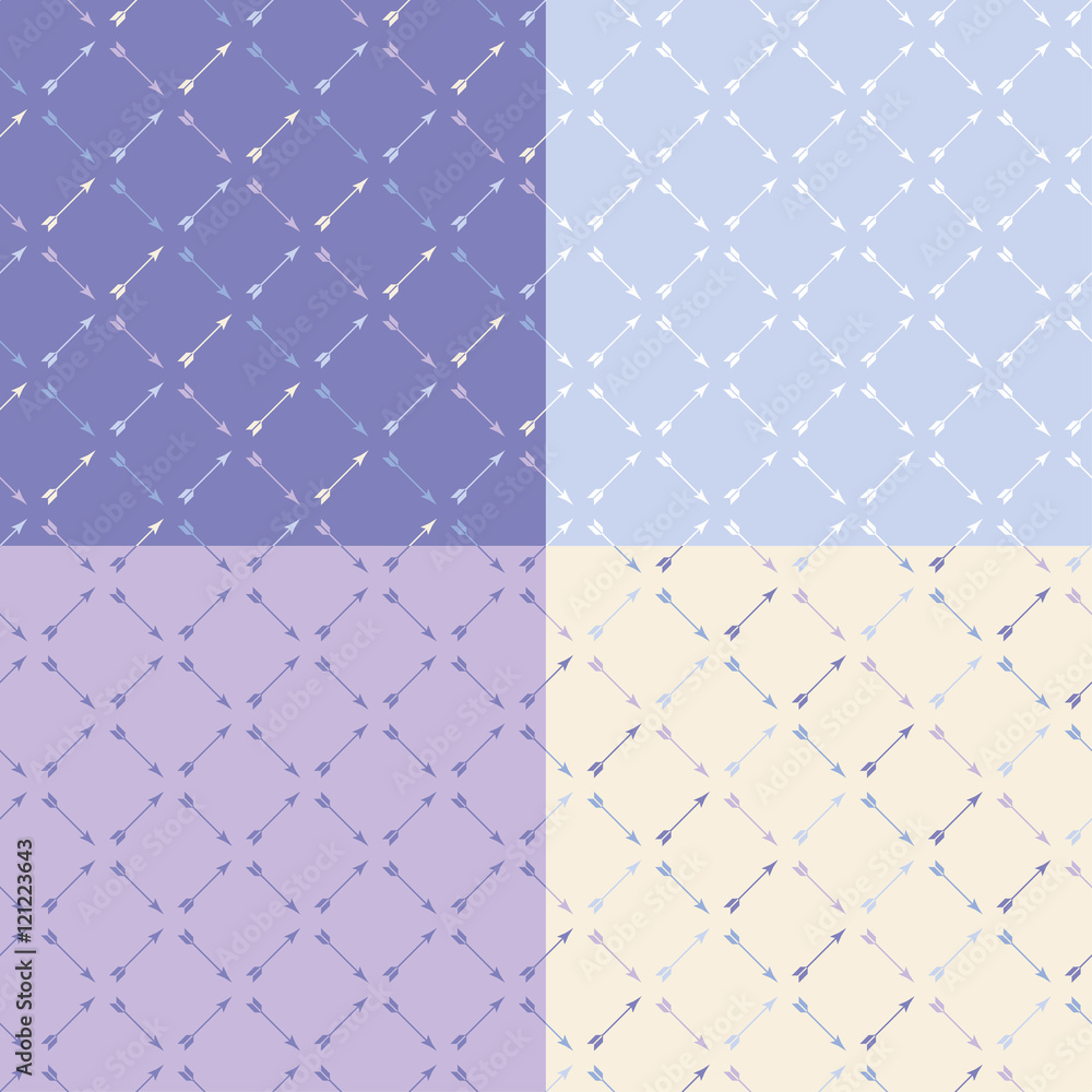 Naklejka premium Set of 4 boho ethnic seamless patterns with arrows. Print. Repeating background. Cloth design, wallpaper.