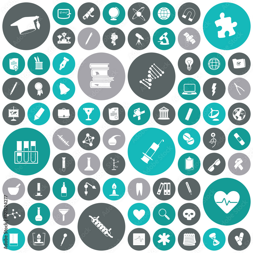 Flat design icons for education and science Flat design icons for education and science