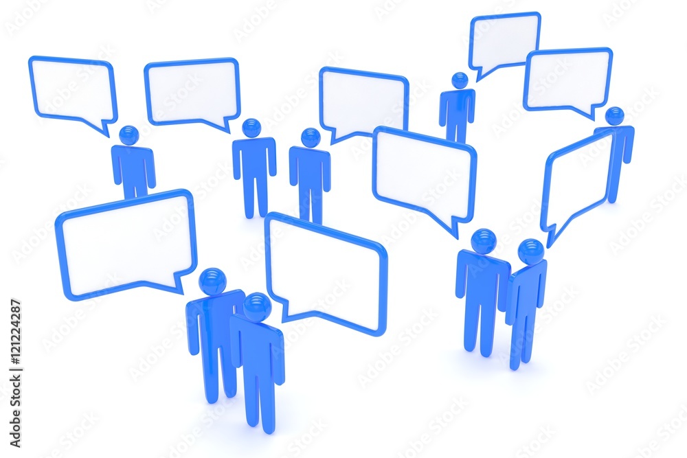 people with talk bubbles isolated over a white background. 3d rendering. people with talk bubbles isolated over a white background. 3d rendering.