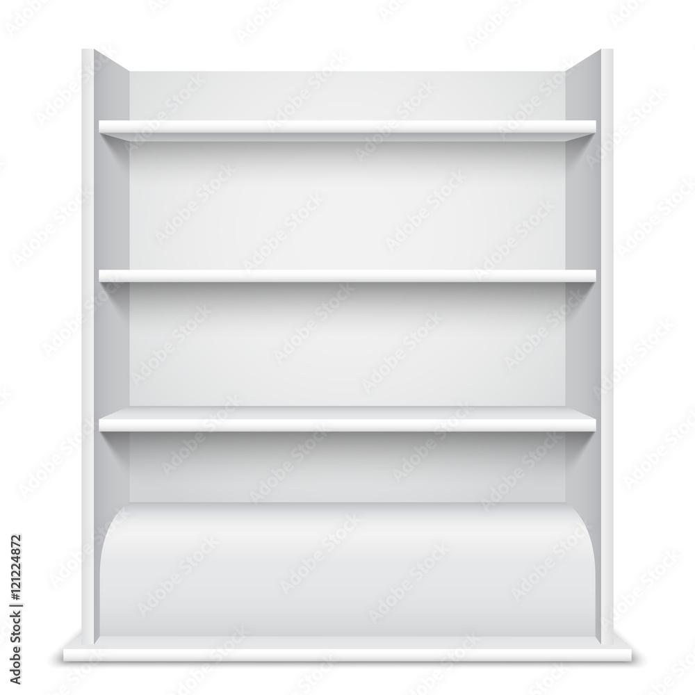 White Showcase wiyh Empty Shelves White Showcase wiyh Empty Shelves