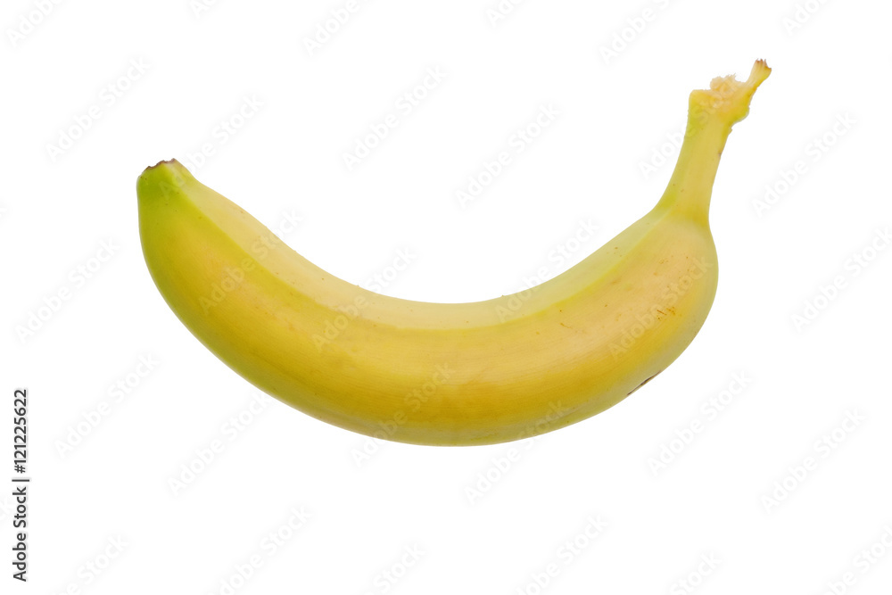 One banana on white background