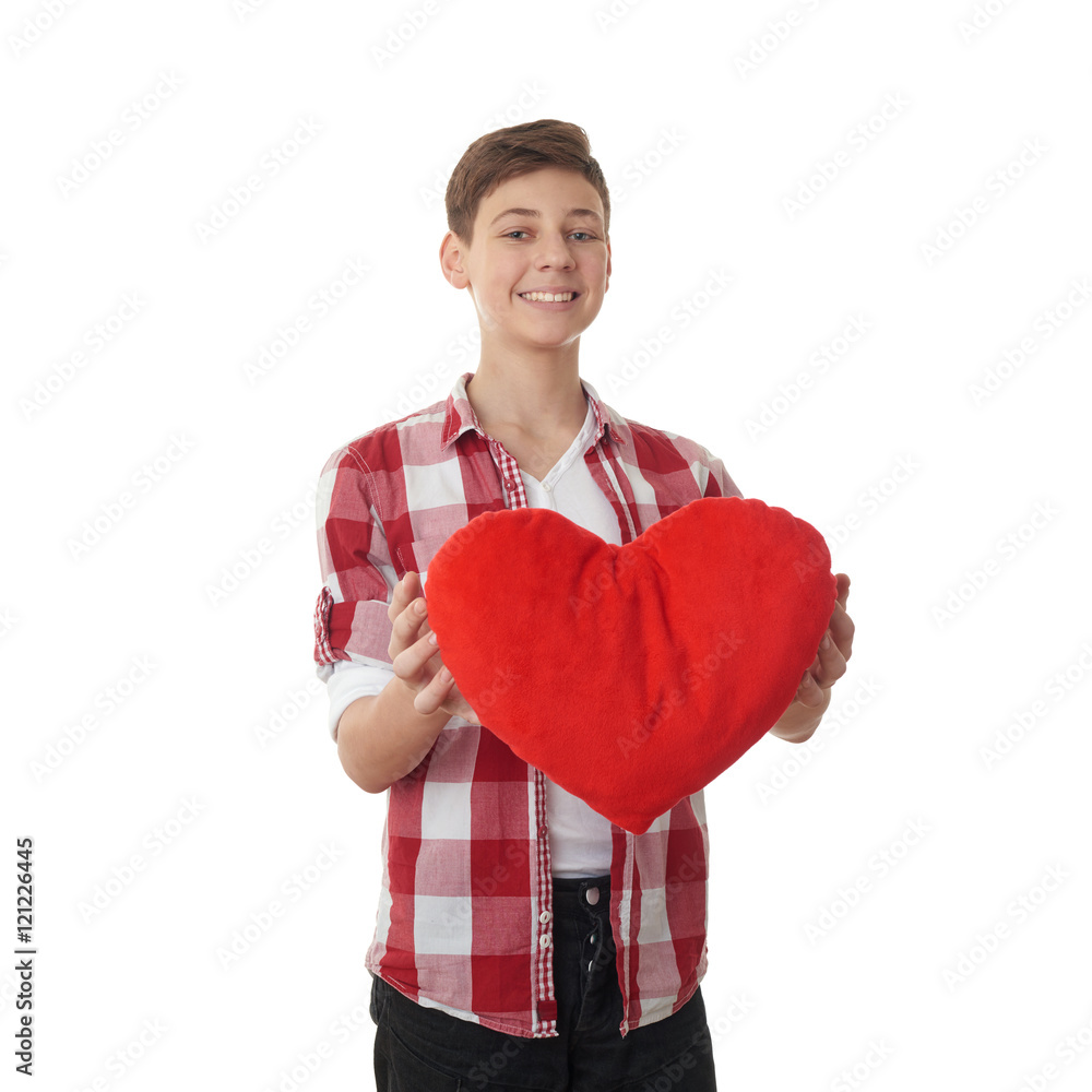 Cute teenager boy over white isolated background Cute teenager boy over white isolated background
