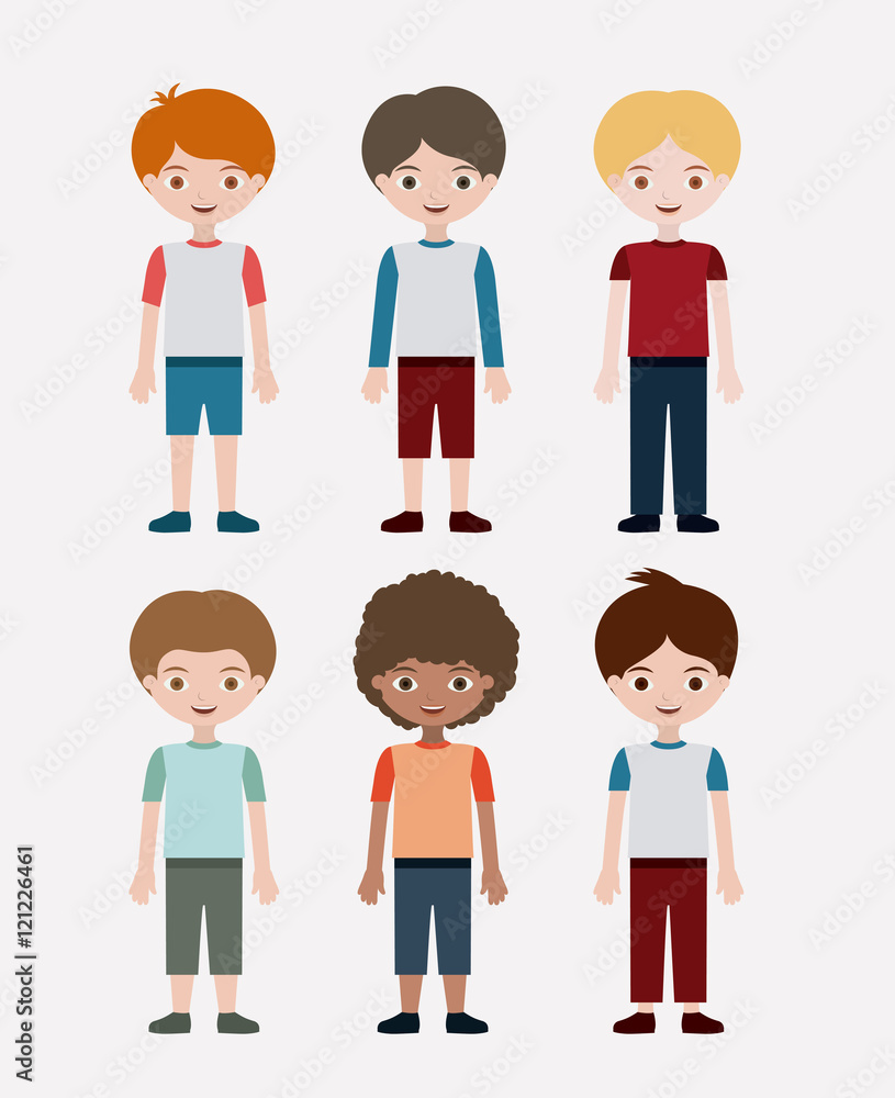 Boys cartoon. Kids childhood and people theme. Colorful design. Vector illustration Boys cartoon. Kids childhood and people theme. Colorful design. Vector illustration
