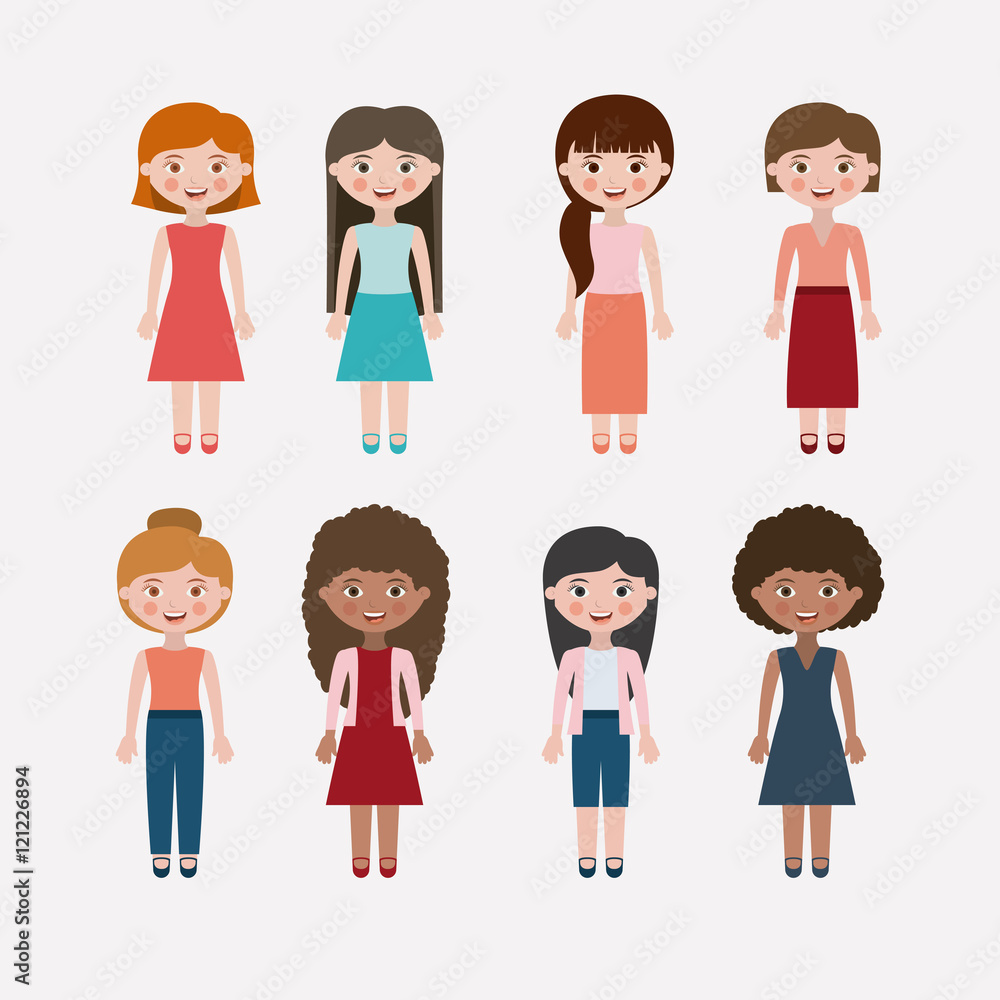 Girls cartoon. Kids childhood and people theme. Colorful design. Vector illustration Girls cartoon. Kids childhood and people theme. Colorful design. Vector illustration