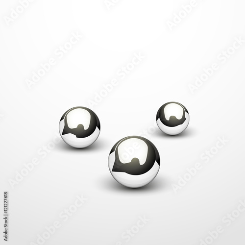 Steel balls on white background. Vector illustration