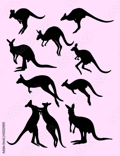 cute black silhouette of kangaroo, vector illustration