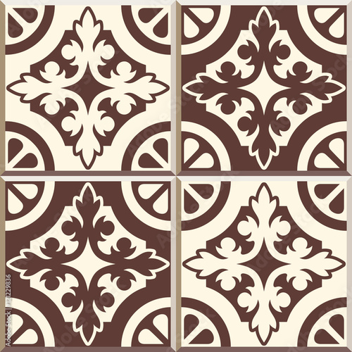 Retro Floor Tiles patern, set of four patterns