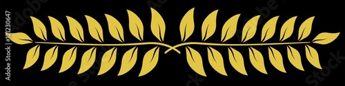Bannière lauriers or sur fond noir 