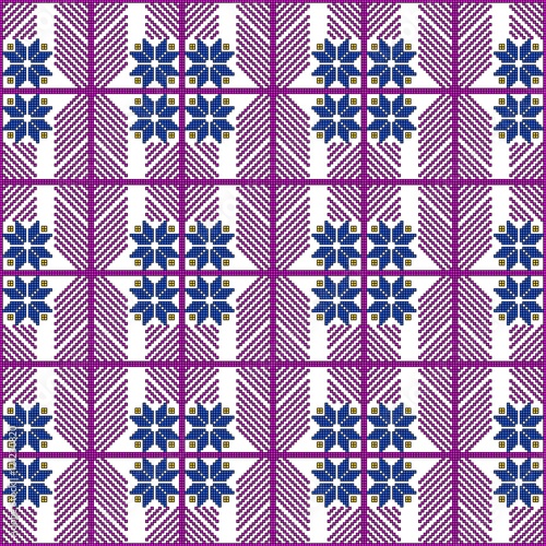 scheme for embroidery abstract floral pattern, made of pixels. Vector illustration.