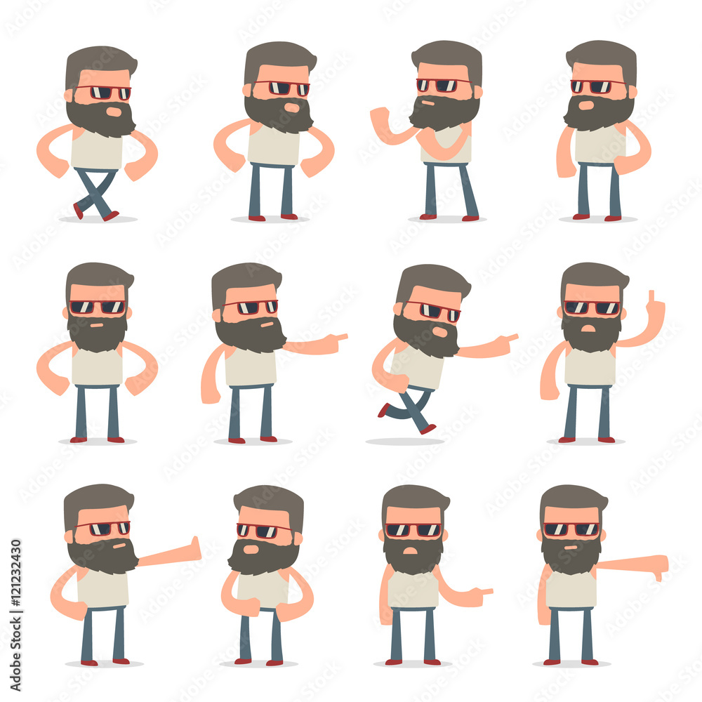 Set of Angry and Wrathful Character Hipster abuses and accuses p Set of Angry and Wrathful Character Hipster abuses and accuses p