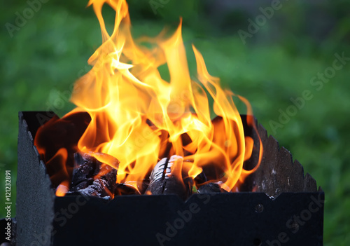 Burning fire outdoors