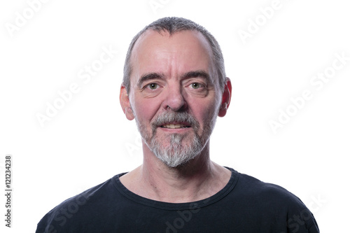 smiling man with beard, isolated on white