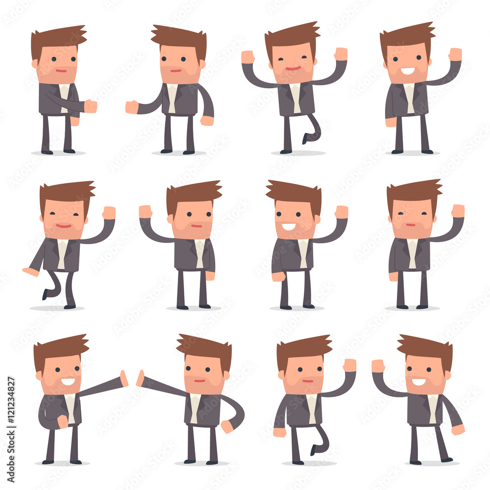 Set of Funny and Cheerful Character Competitor welcomes poses Set of Funny and Cheerful Character Competitor welcomes poses