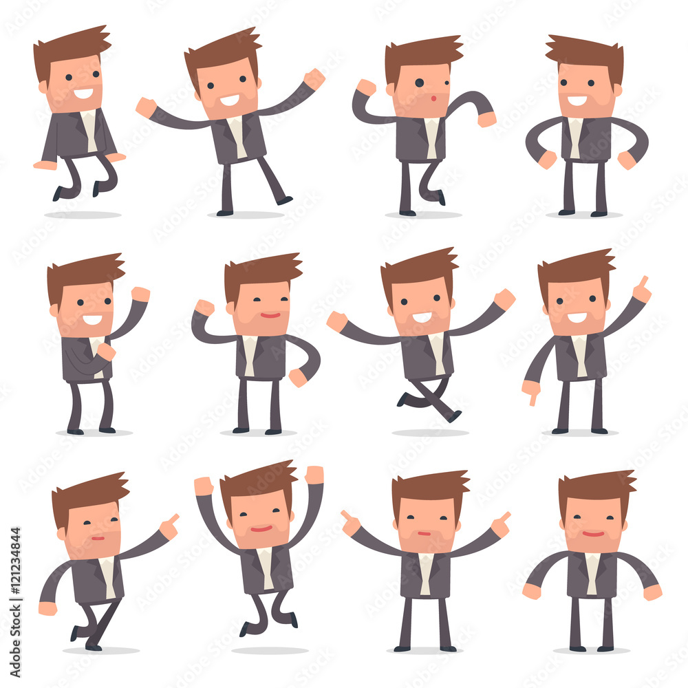 Set of Laughing and Joyful Character Competitor in celebrates an Set of Laughing and Joyful Character Competitor in celebrates an