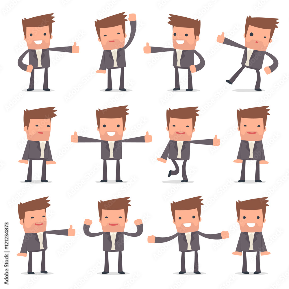 Set of Funny and Cheerful Character Competitor showing thumb up Set of Funny and Cheerful Character Competitor showing thumb up