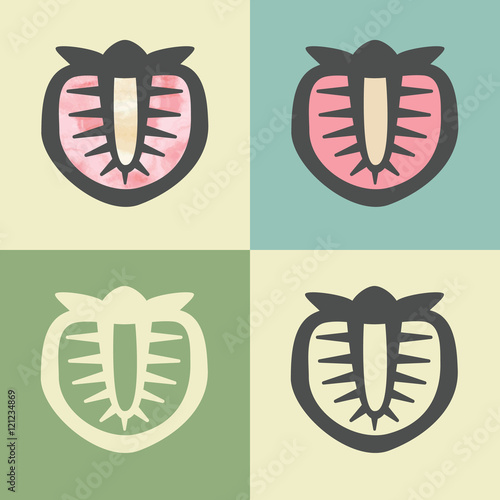 Vector outline strawberry food icon with watercolor fill. Elements for mobile concepts and web apps. Modern infographic logo and pictogram.