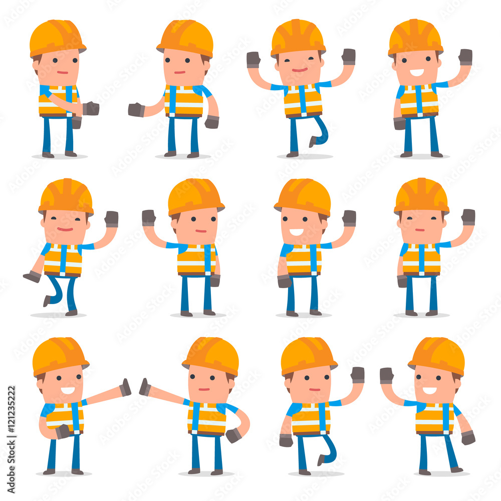 Set of Funny and Cheerful Character Constructor welcomes poses