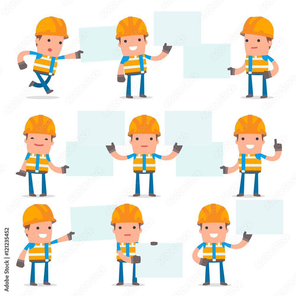 Set of Funny and Cheerful Character Constructor holds and intera