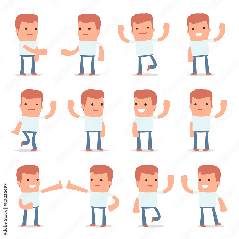 Set of Funny and Cheerful Character Casual Boy welcomes poses Set of Funny and Cheerful Character Casual Boy welcomes poses