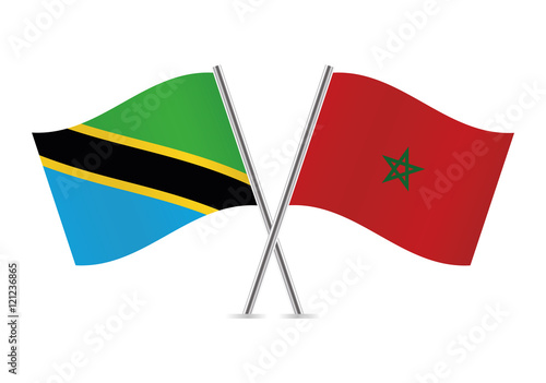 Tanzania and Morocco flags. Vector illustration.