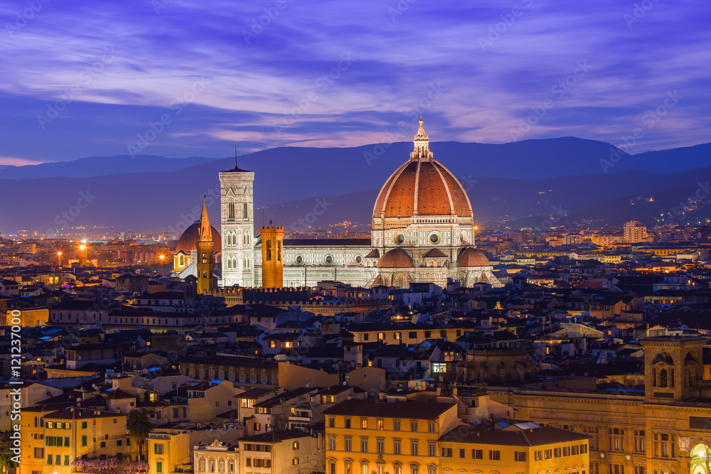 The twilight of Florence in Tuscany, Italy