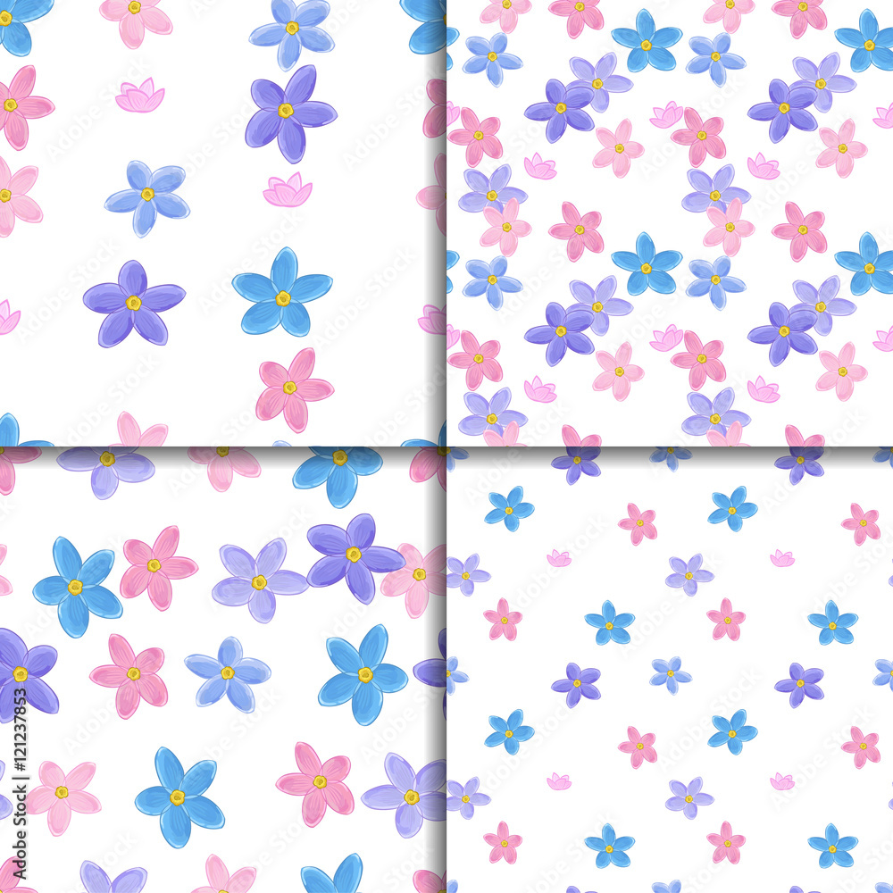 Seamless forget-me-not pattern set Seamless forget-me-not pattern set