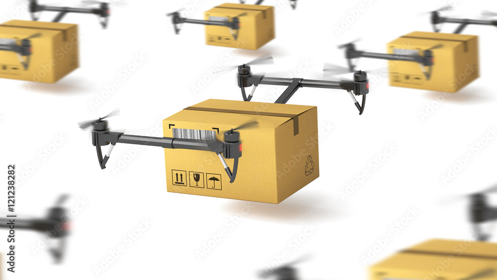 Delivery drone with post package Delivery drone with post package