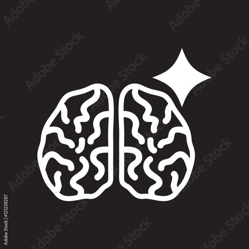 flat icon in black and white style brain stroke