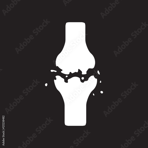 flat icon in black and white style bone fracture 