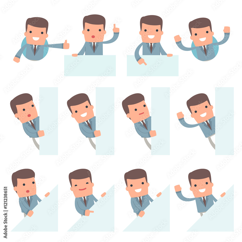 Set of Funny and Cheerful Character Graduate Student holds and i Set of Funny and Cheerful Character Graduate Student holds and i