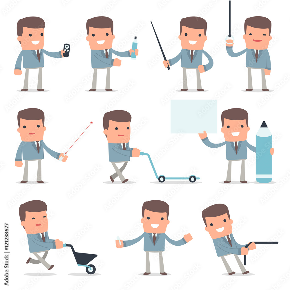 Set of Happy and Intelligent Character Graduate Student making p Set of Happy and Intelligent Character Graduate Student making p