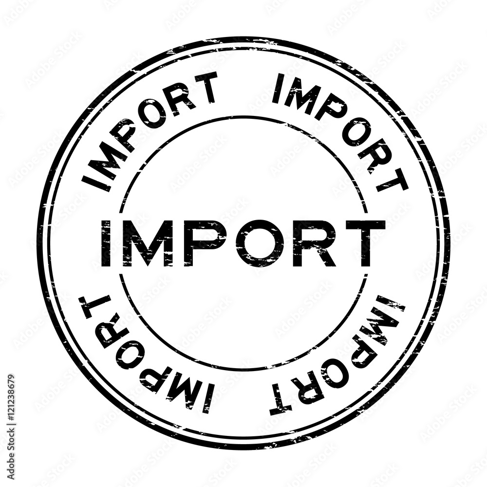Grunge black import rubber stamp