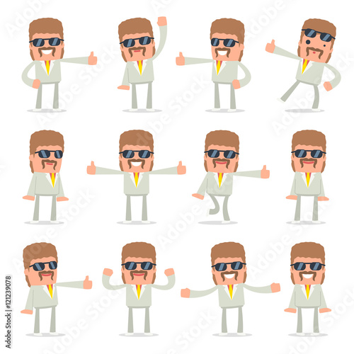 Set of Funny and Cheerful Character Impudent Reseller showing th