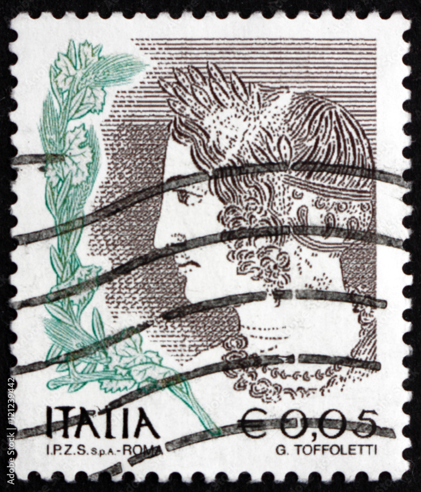 Obraz premium Postage stamp Italy 2002 Young Velca, Etruscan Tomb