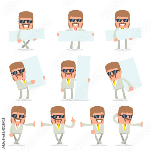 Set of Smart and Funny Character Impudent Reseller leaned agains