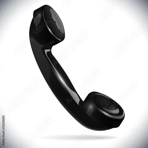 Realistic outdated black telephone handset