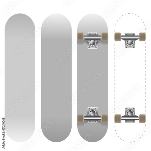 Blank white skateboard template