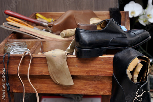 Shoemaker tools. Shoemaker workshop