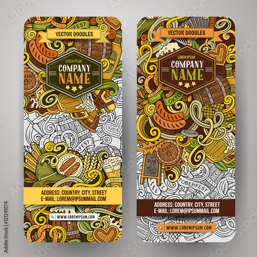 Cartoon vector hand drawn doodles Octoberfest corporate identity